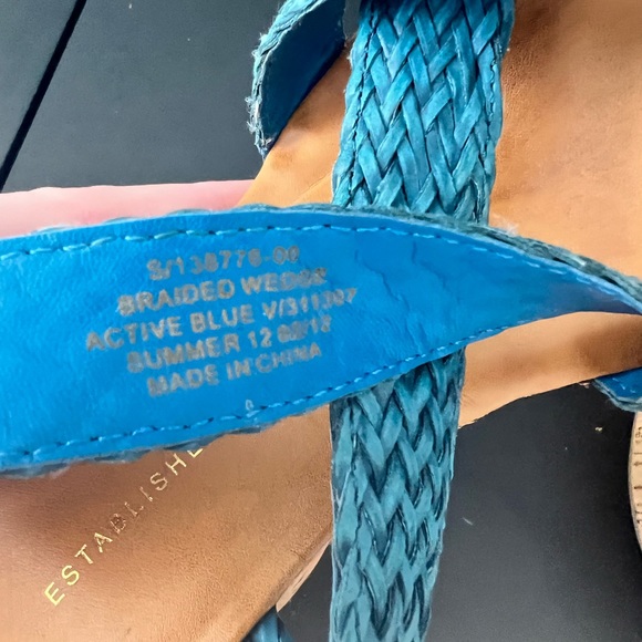 GAP Blue Braided Platform Cork Wedge Sandals - Picture 7 of 7